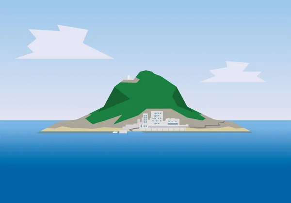 Abstraktní Ostrov Středozemním Moři Vektorová Ilustrace — Stockový vektor