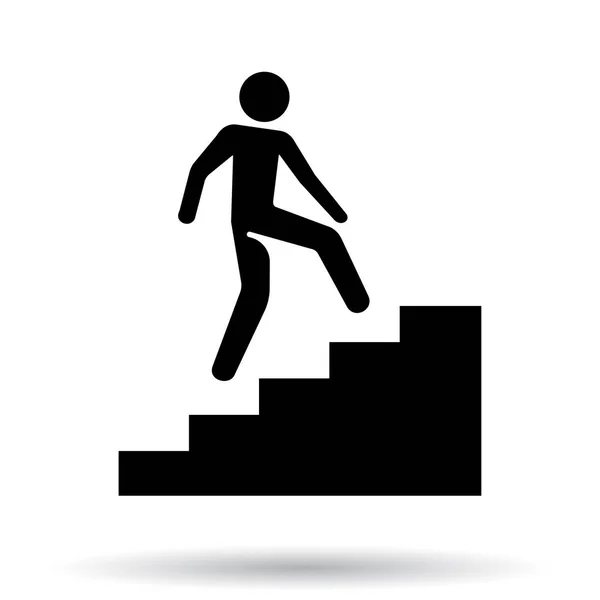 Hombre Subiendo Las Escaleras Color Negro Ilustración Vectorial — Vector de stock