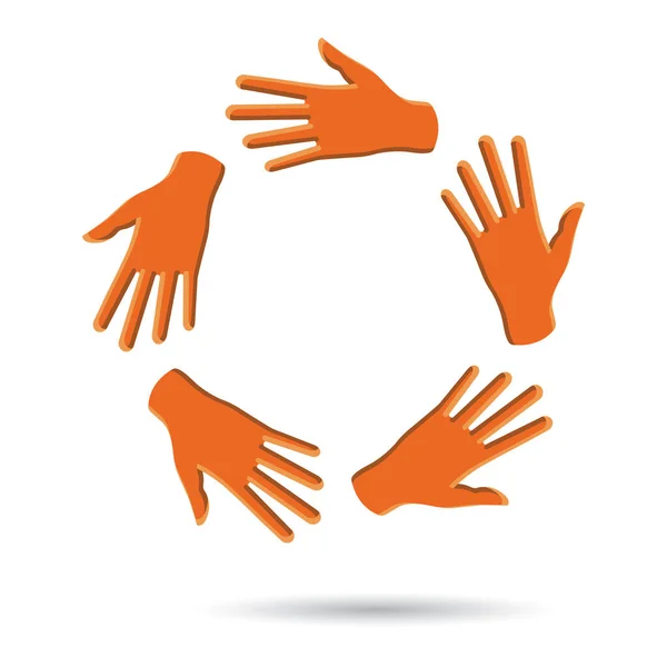 Logo Icona Arancione Delle Mani Illustrazione Vettoriale — Vettoriale Stock