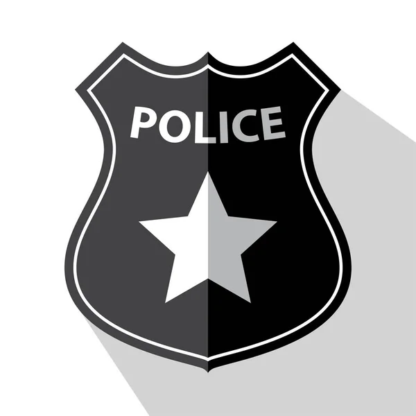Police Badge Black White Vector Illustration — Stock Vector
