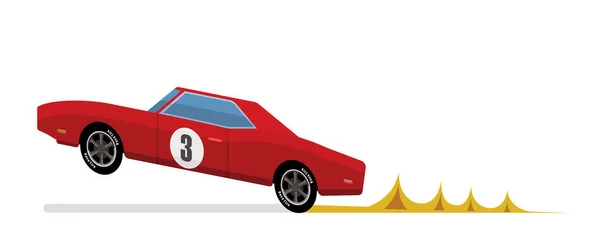 Roter Sportwagen Klassisches Muscle Car Burnout Cartoon Stil Vektorillustration — Stockvektor