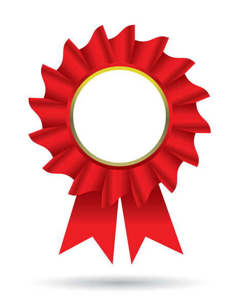 red rosette with ribbons, vector illustration 