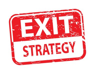 Çıkış stratejisi, kırmızı kauçuk mühür, vektör illüstrasyonu