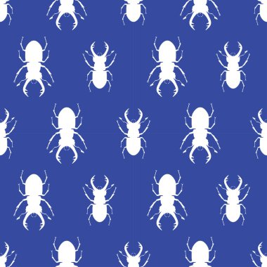 Kusursuz desen, tek böcek silueti, vektör illüstrasyonu