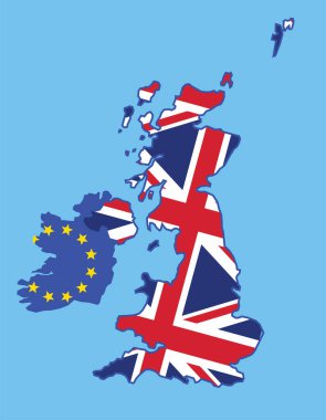 brexit kavramı, Birleşik Krallık ve İrlanda haritası eu, vektör illüstrasyonunun bir parçası olarak 