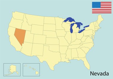Nevada, ABD renkli haritalar, vektör illüstrasyonu 