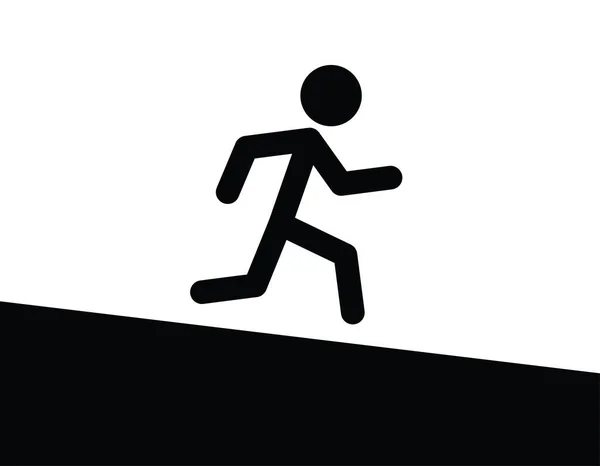 Man Runs Downhill Icon Concept Black White Vector Illustration — Stock Vector