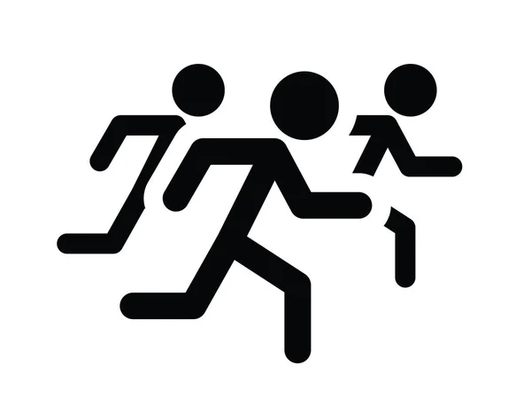 Personas Corriendo Icono Blanco Negro Ilustración Vectorial — Vector de stock