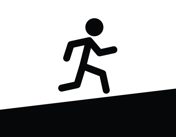 Homem Corre Subida Conceito Ícone Preto Branco Ilustração Vetorial — Vetor de Stock
