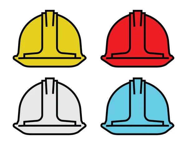 Каска Набор Защитных Шлемов Различные Цвета Векторная Иллюстрация — стоковый вектор