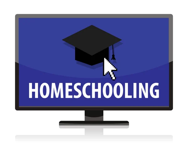 Home School Concept Σχολική Εικόνα Στην Οθόνη Διανυσματική Απεικόνιση — Διανυσματικό Αρχείο