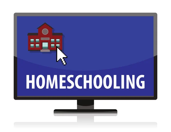 家庭教育の概念画面上の学校のアイコンベクトル図 — ストックベクタ