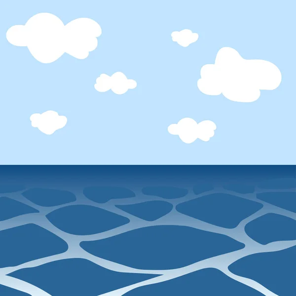 Море Небо Хвилі Хмари Векторні Ілюстрації — стоковий вектор