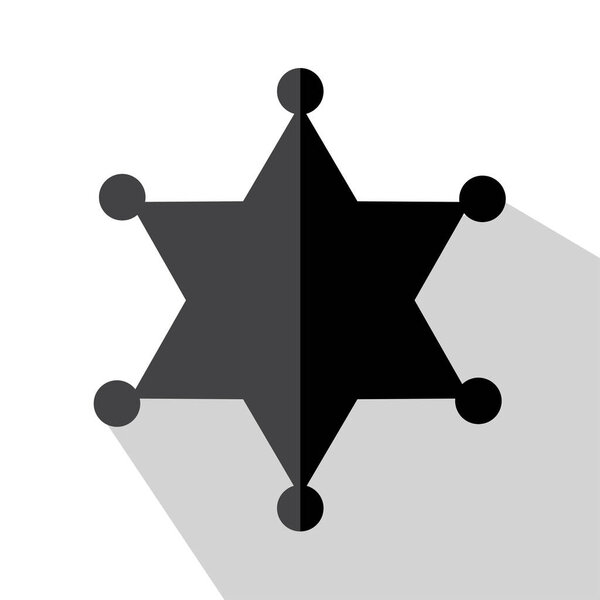 sheriff star or badge, black and white, vector illustration