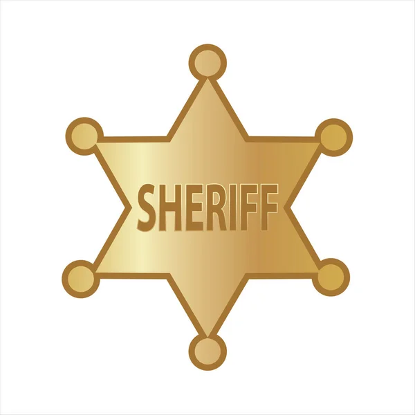 Звезда Шерифа Значок Золотой Цвет Векторная Иллюстрация — стоковый вектор
