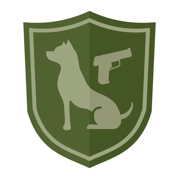 Silhueta Cão Pistola Escudo Patch Airsoft Ilustração Vetorial — Vetor de Stock