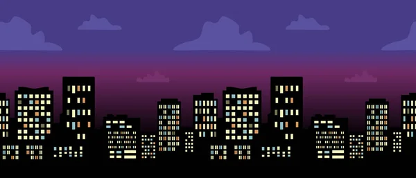 Paisaje Urbano Por Noche Ilustración Vectorial — Vector de stock