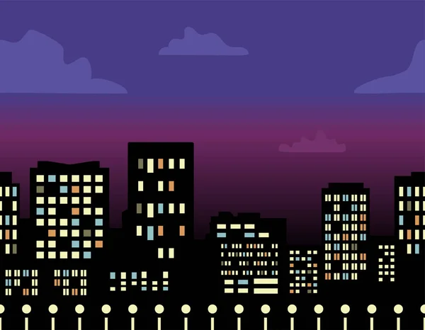 stock vector cityscape at night, vector illustration 