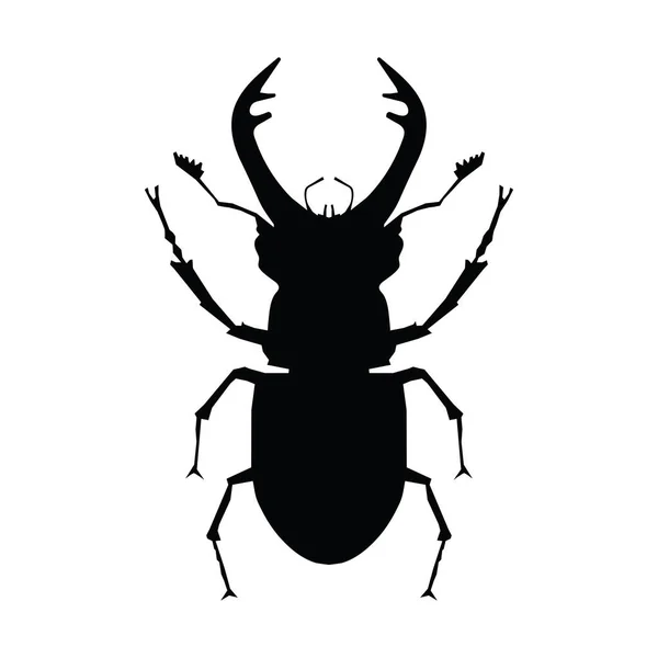 Silueta Escarabajo Ciervo Ilustración Vectorial — Vector de stock