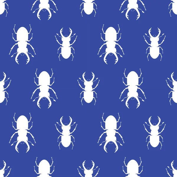 Patrón Sin Costuras Silueta Escarabajo Ciervo Ilustración Vectores — Vector de stock
