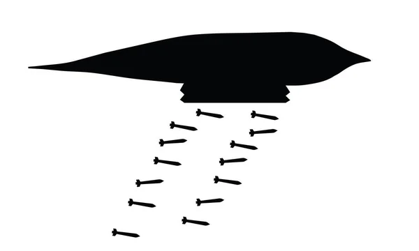 Gevechtsvliegtuig Silhouet Stealth Bommenwerper Straaljager Vector Illustratie — Stockvector