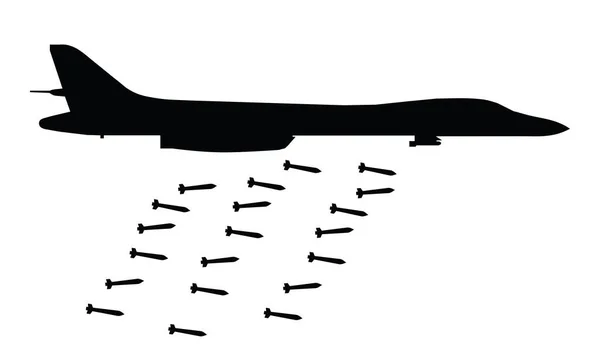 Silhueta Aviões Combate Bombardeiro Jato Caça Ilustração Vetorial — Vetor de Stock