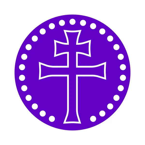 Patriarchaal Kruis Latijn Kruis Paarse Zegel Vectorafbeelding — Stockvector