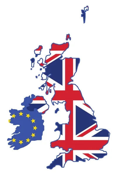 英国退欧概念 统一的联合王国和爱尔兰地图作为Eu的一部分 矢量说明 — 图库矢量图片