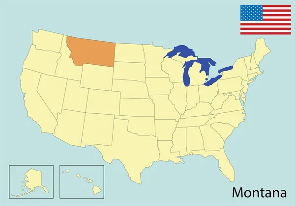 Montana Amerika Eyaletleri Renkli Harita Vektör Illüstrasyonu — Stok Vektör