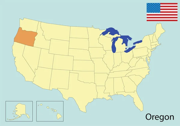 Usa Stati Mappa Colorata Illustrazione Vettoriale — Vettoriale Stock
