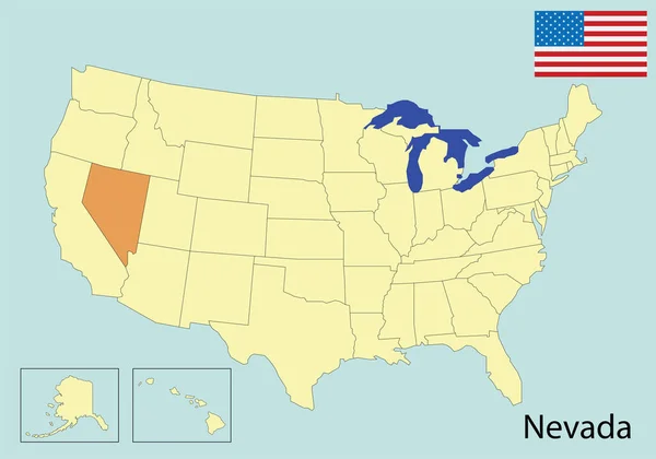 Nevada Stati Uniti Mappa Colorata Illustrazione Vettoriale — Vettoriale Stock