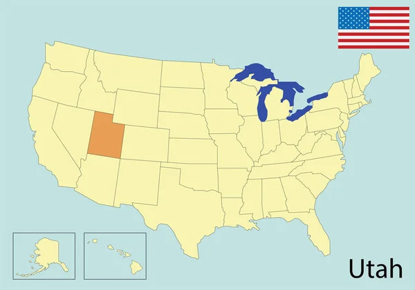 Utah Stati Uniti Mappa Colorata Illustrazione Vettoriale — Vettoriale Stock