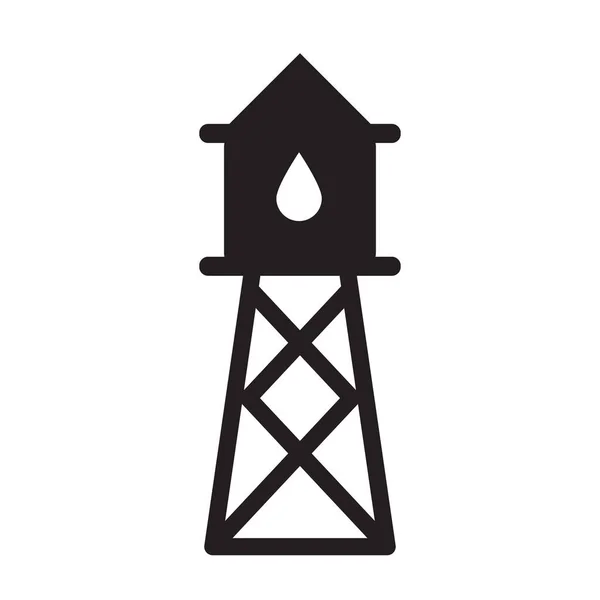 Wasserturmsymbol Schwarz Weiß Vektorillustration — Stockvektor
