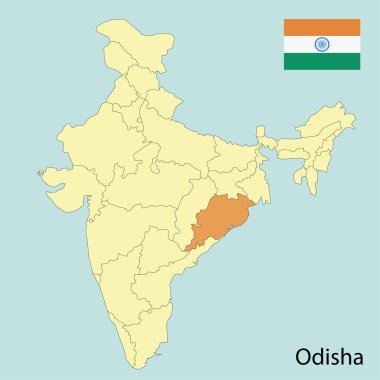 Hindistan haritasına göre bayrak Odisha
