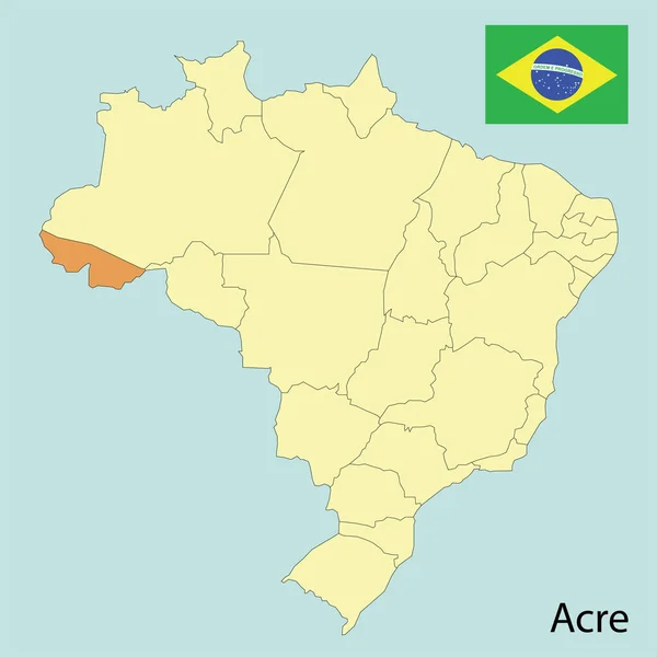 Brasil Mapa Estados Acre — Vetor de Stock