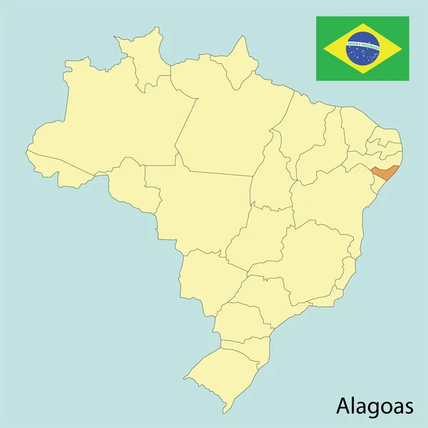 Brasil Mapa Estados Alagoas — Vetor de Stock