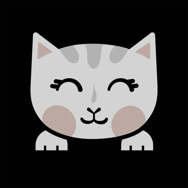 Kočka Roztomilé Černé Pozadí Web Ikona — Stockový vektor