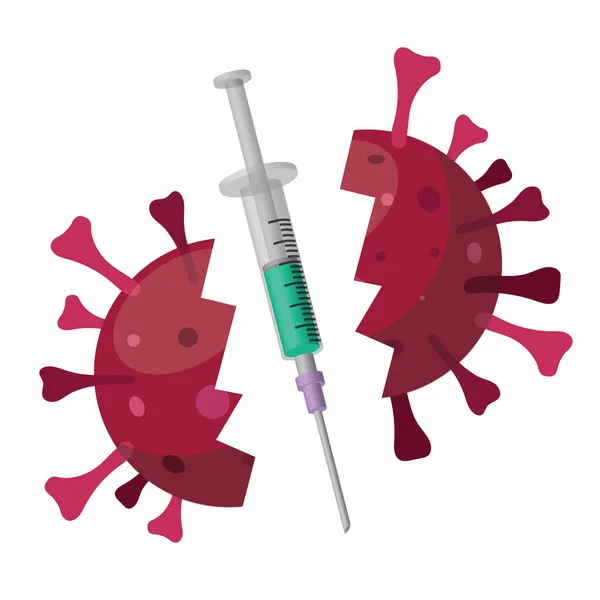 Vírus Corona Veccine Quebrado Ícone Web —  Vetores de Stock