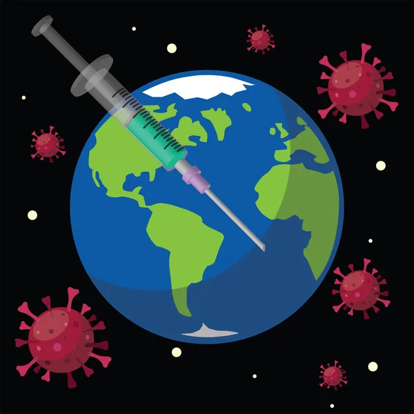 Maske Corona Weltraum Impfstoff — Stockvektor