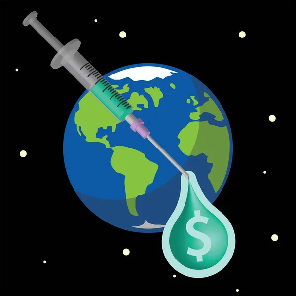 Ícone Dólar Vacina Terra — Vetor de Stock