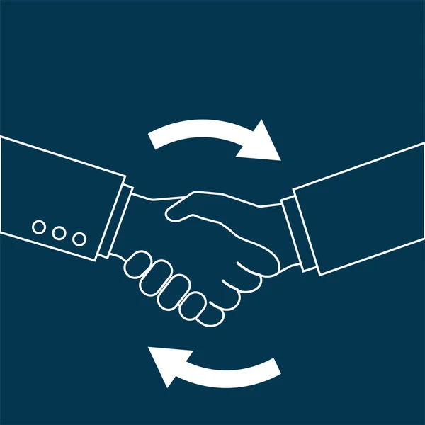 Handshake Setas Lineares Azul Ícone Web — Vetor de Stock