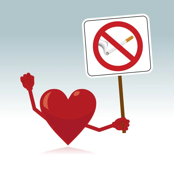 心臓抗議タバコウェブアイコン — ストックベクタ
