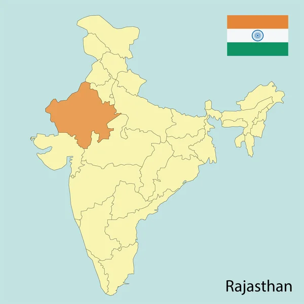 India Map States Flag Rajasthan — Stock Vector