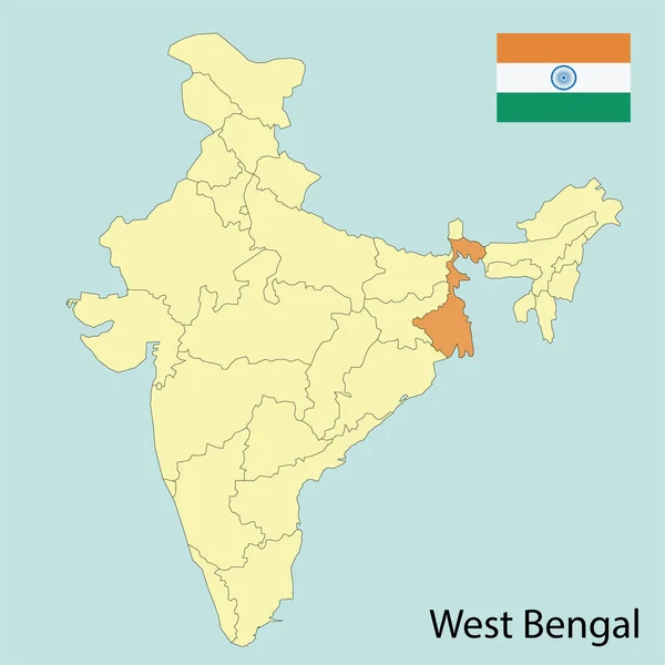 India Map States Flag West Bengal — Stock Vector