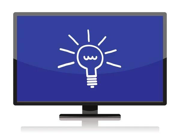 Desktop Bildschirm Mit Glühbirnen Symbol — Stockvektor