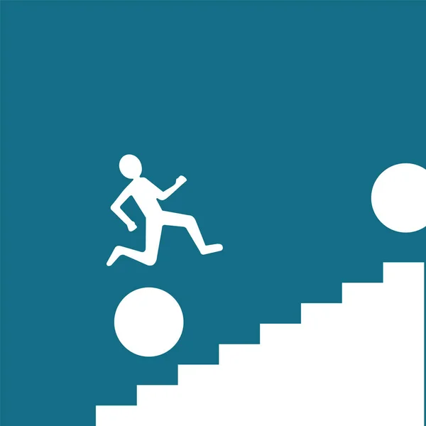 Hombre Saltando Escaleras Icono Web — Vector de stock