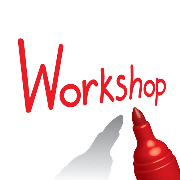 赤マーカーペンとレタリング Workshop ウェブアイコン — ストックベクタ