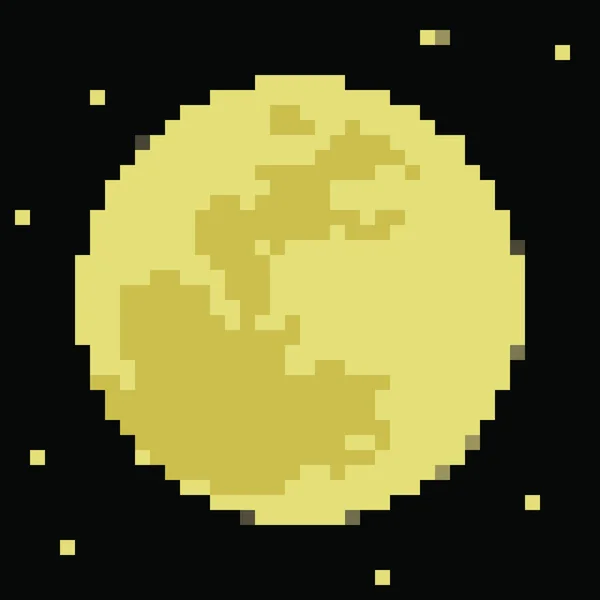 Жовтий Місяць Пікселі Веб Значок — стоковий вектор