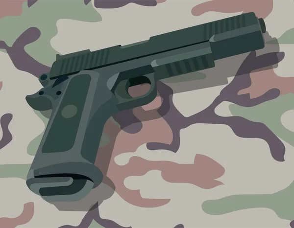 Pistol Green Camouflage Web Icon — Stock Vector