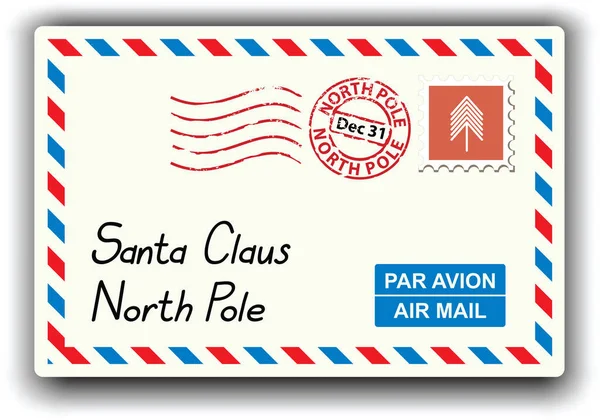 Matasellos Aéreos Carta Santa Claus Icono Web — Archivo Imágenes Vectoriales